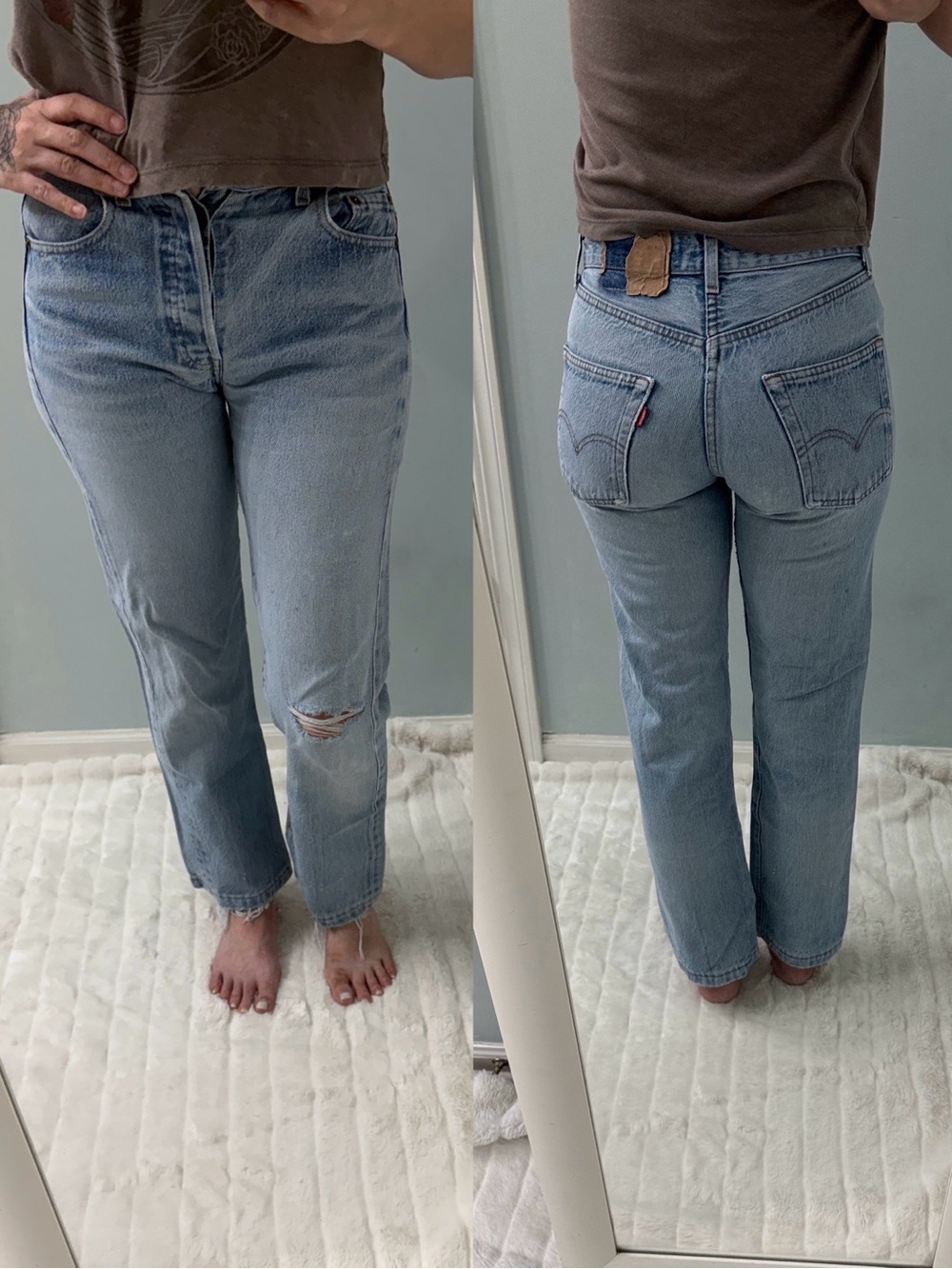 Vintage 80s Levis 501 Jeans Faded Stonewash Blue 24 25